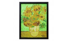 ภาพสีน้ำมัน-กรอบรูปไม้พลาสติกสีดำ ภาพวาดดอกทานตะวัน